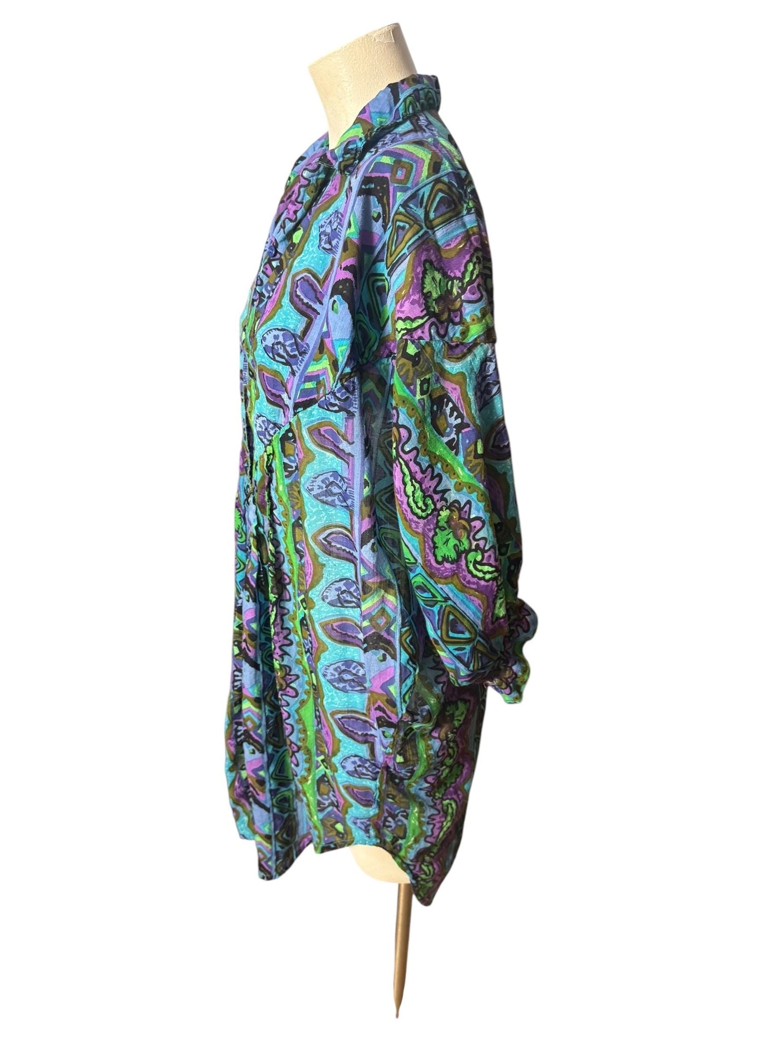 Vintage short cotton caftan dress S Sita