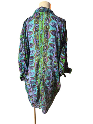 Vintage short cotton caftan dress S Sita