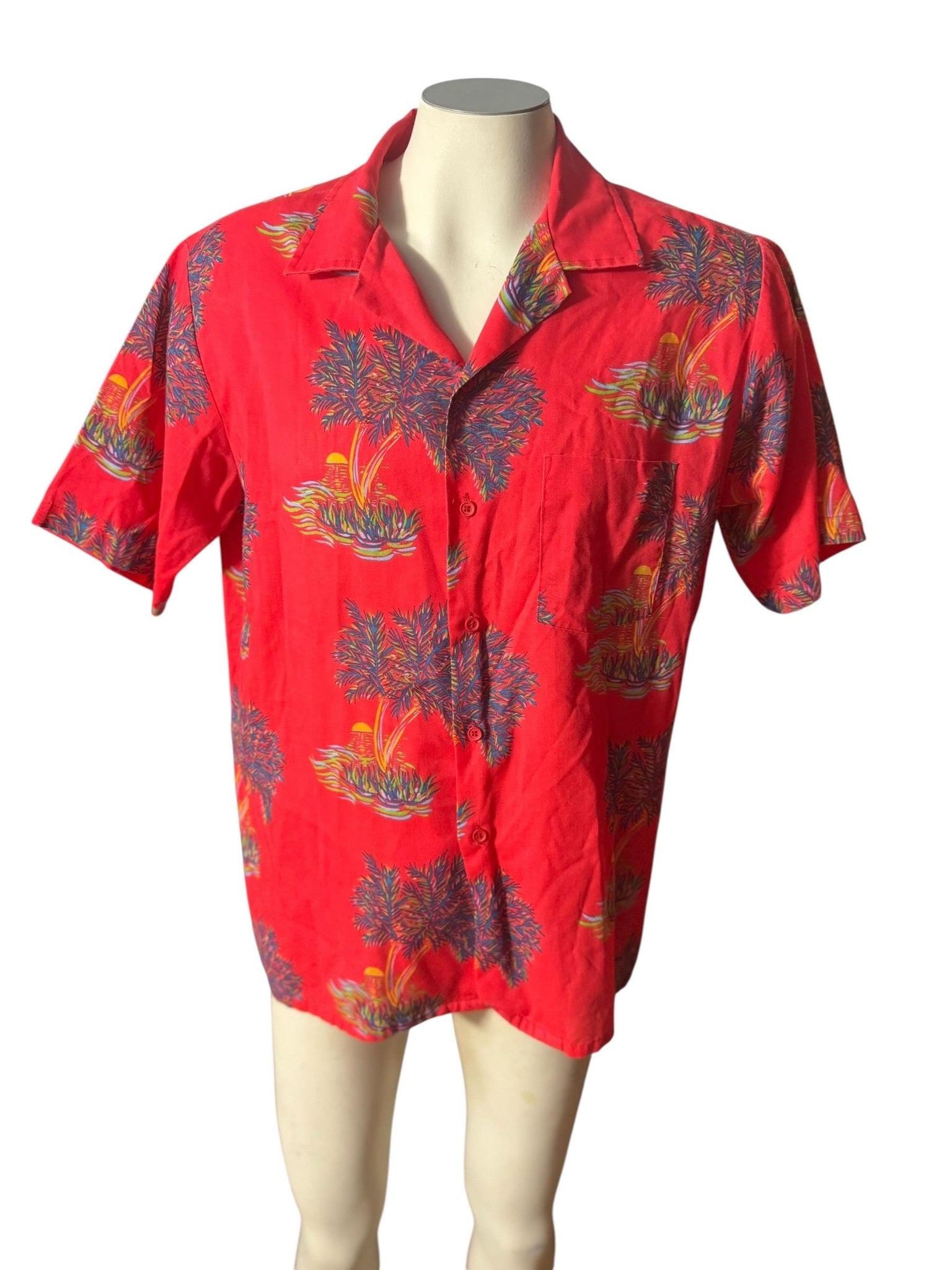 Vintage red Hawaiian shirt tiki L Oslander