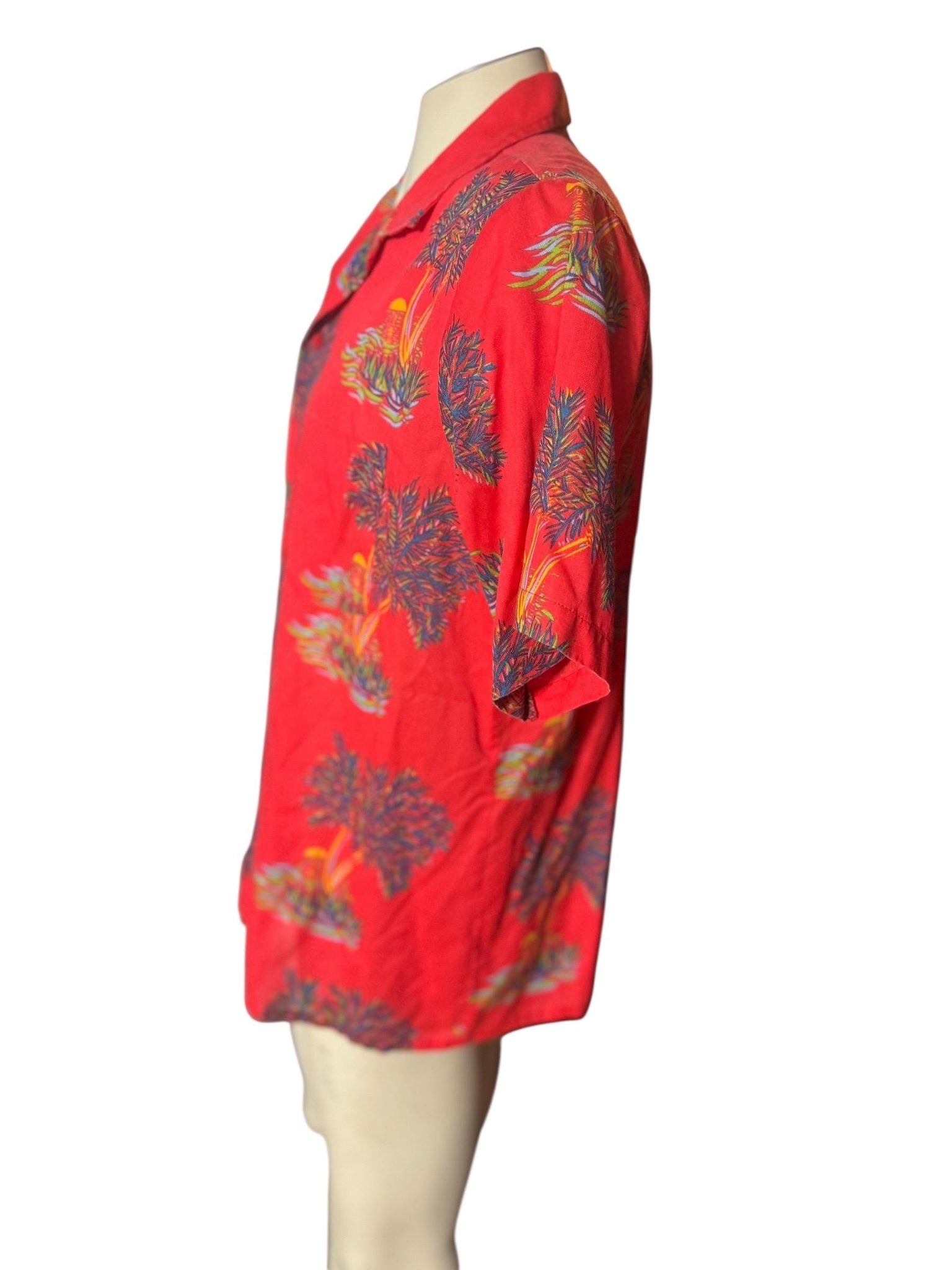 Vintage red Hawaiian shirt tiki L Oslander