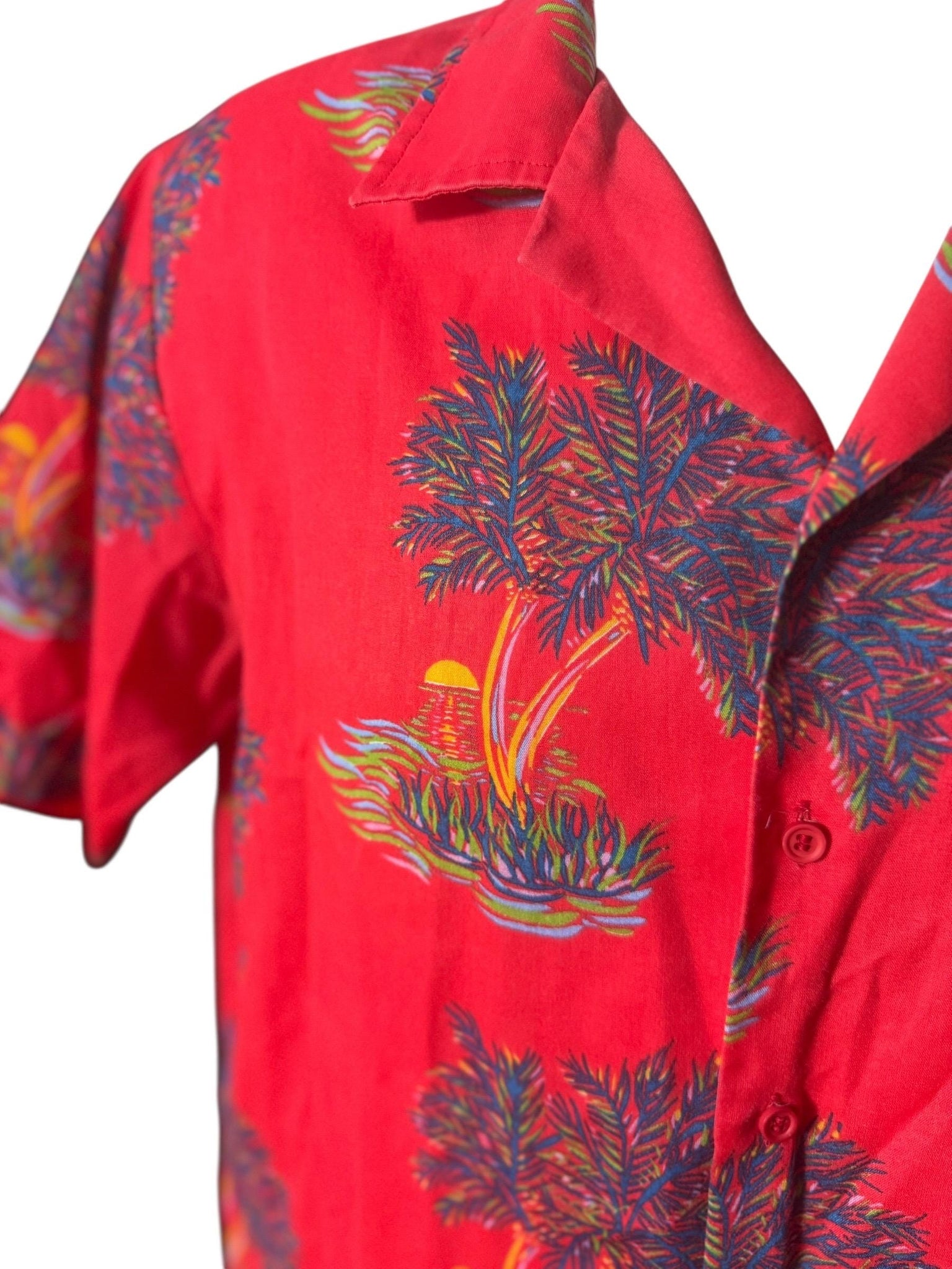 Vintage red Hawaiian shirt tiki L Oslander
