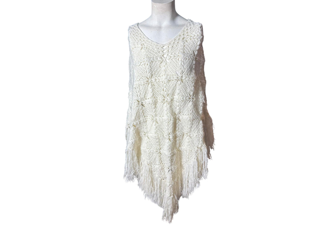Vintage white crochet shawl
