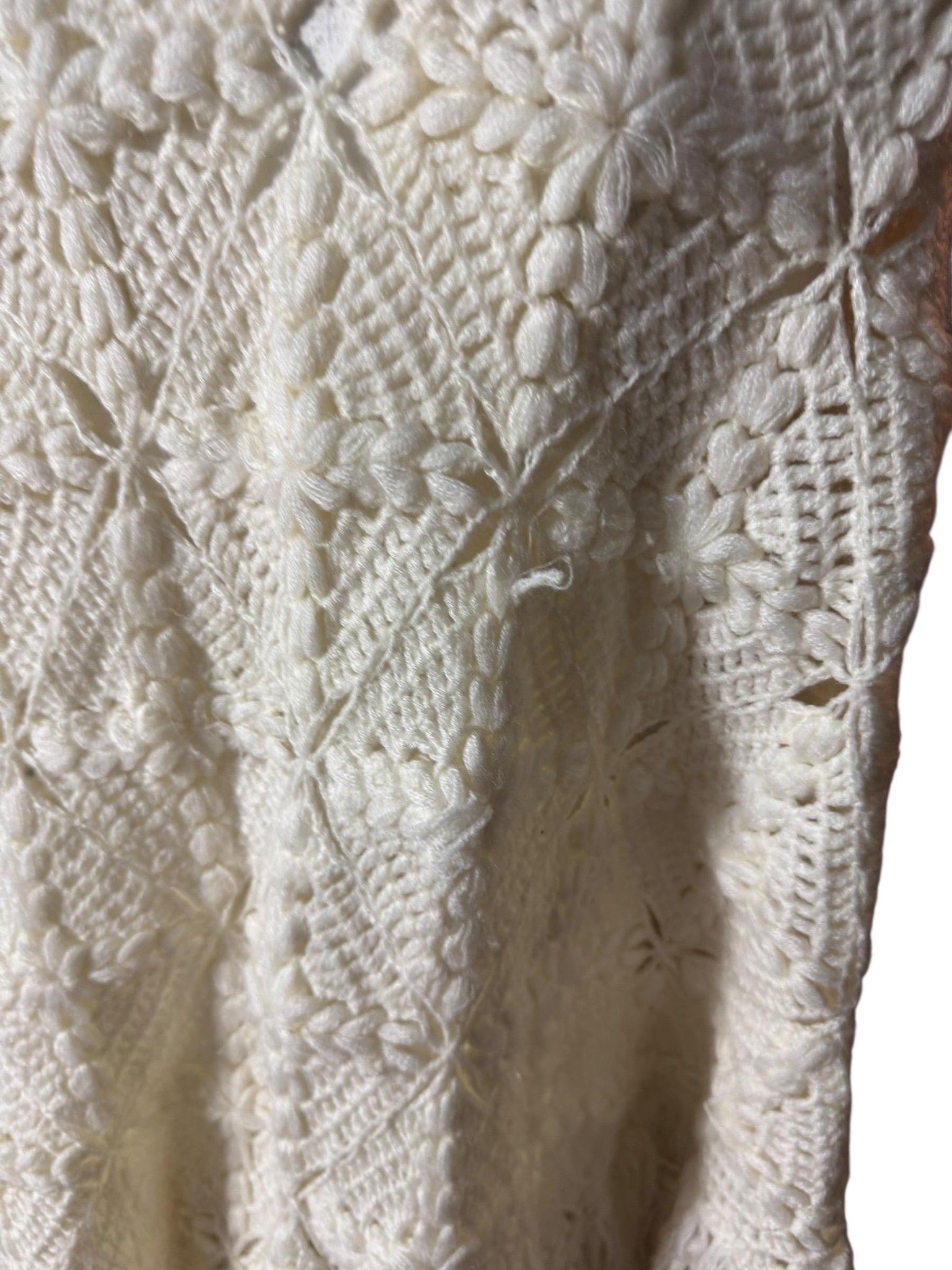 Vintage white crochet shawl