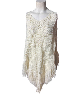 Vintage white crochet shawl