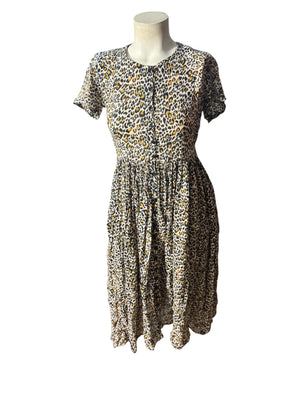 Vintage leopard cotton India dress M