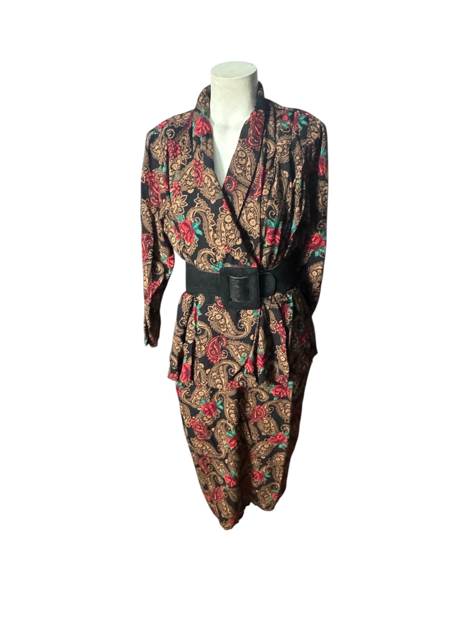 Vintage 80's Betsy's Things peplum dress 14 L