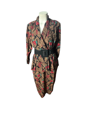 Vintage 80's Betsy's Things peplum dress 14 L