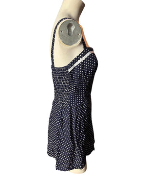Vintage 80's blue Gabar 2 pc cotton bathing suit 14