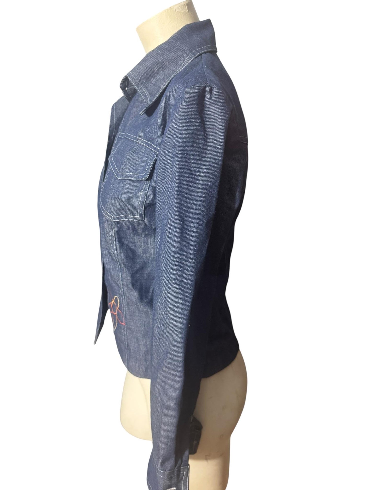 Vintage 70's embroidered jean jacket S