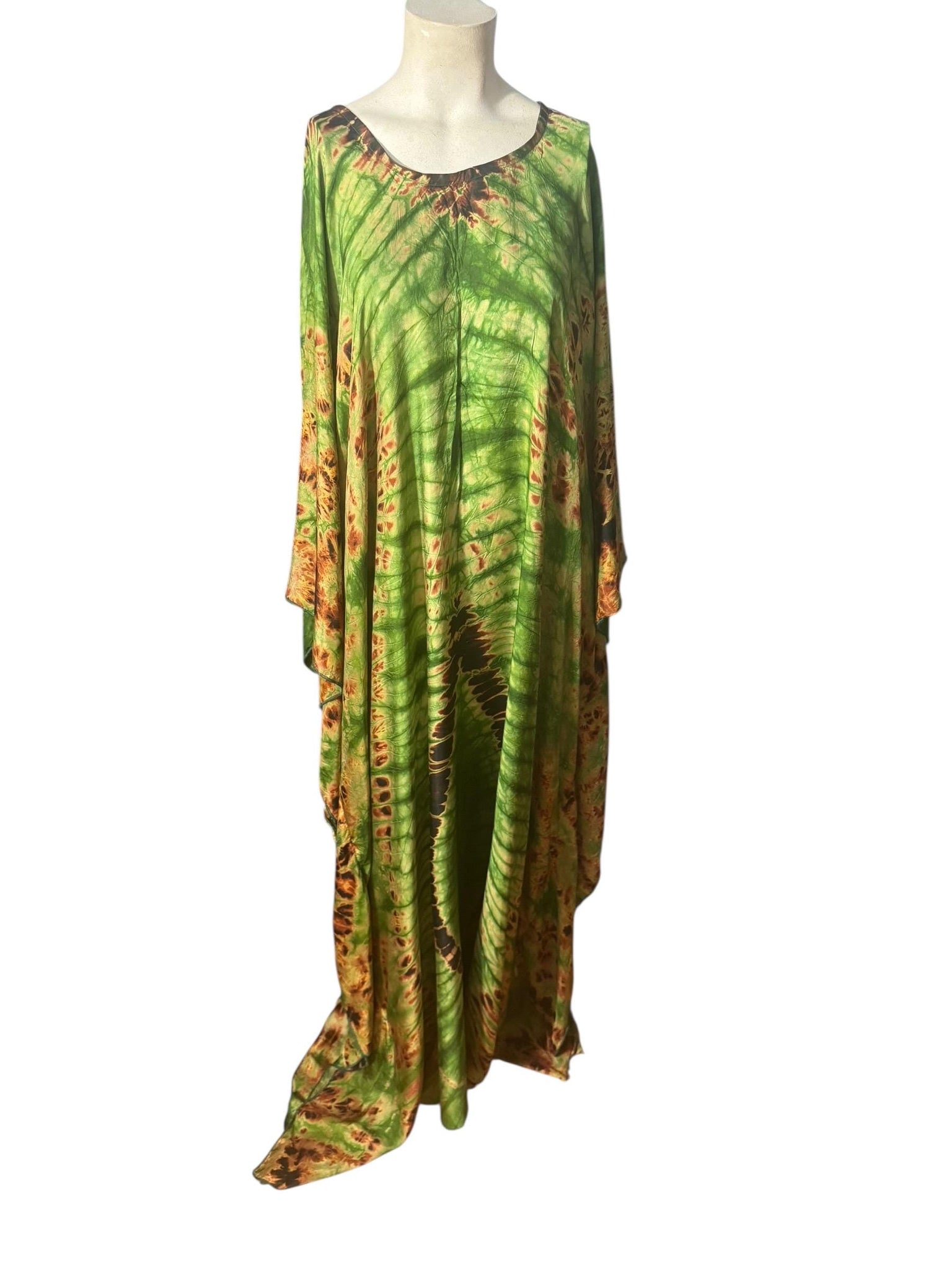 vintage green tie dye caftan L XL