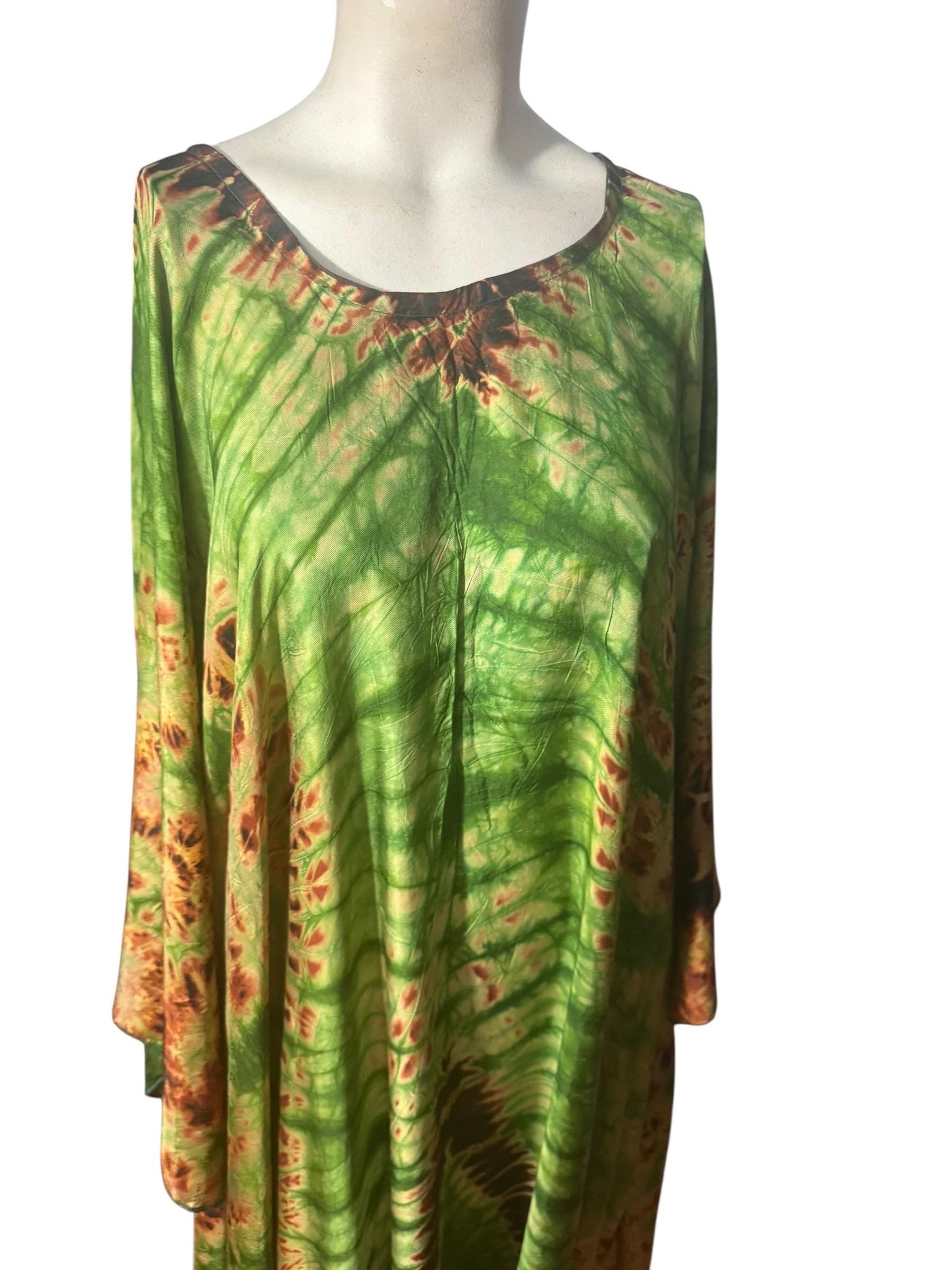 vintage green tie dye caftan L XL