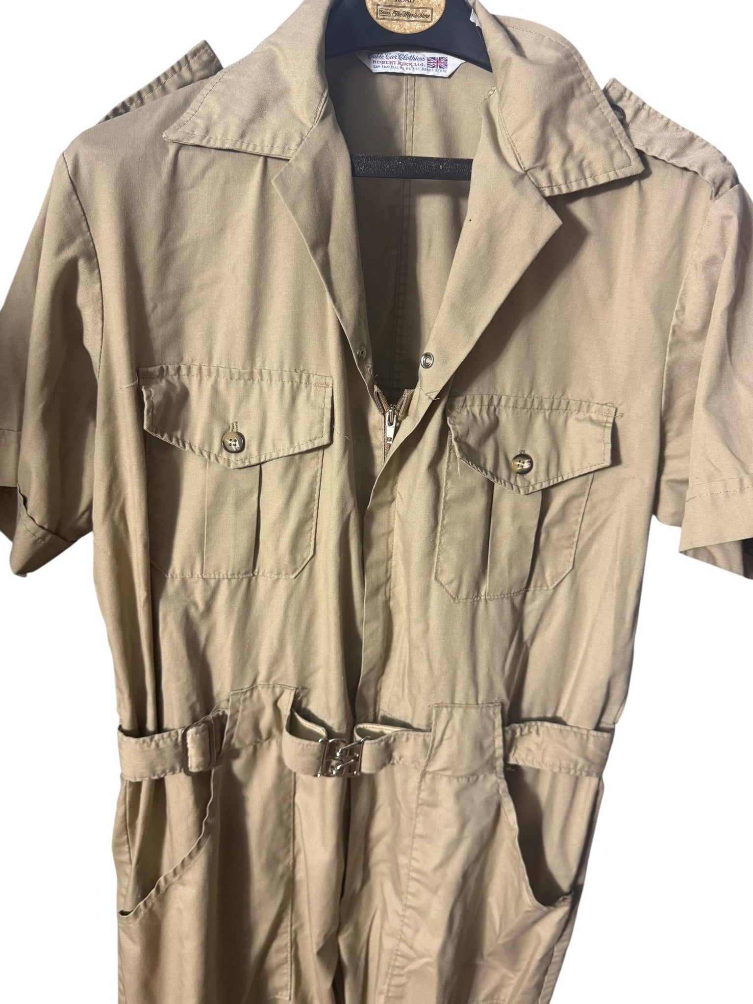 Vintage 70's tan men's coveralls jumpsuit L