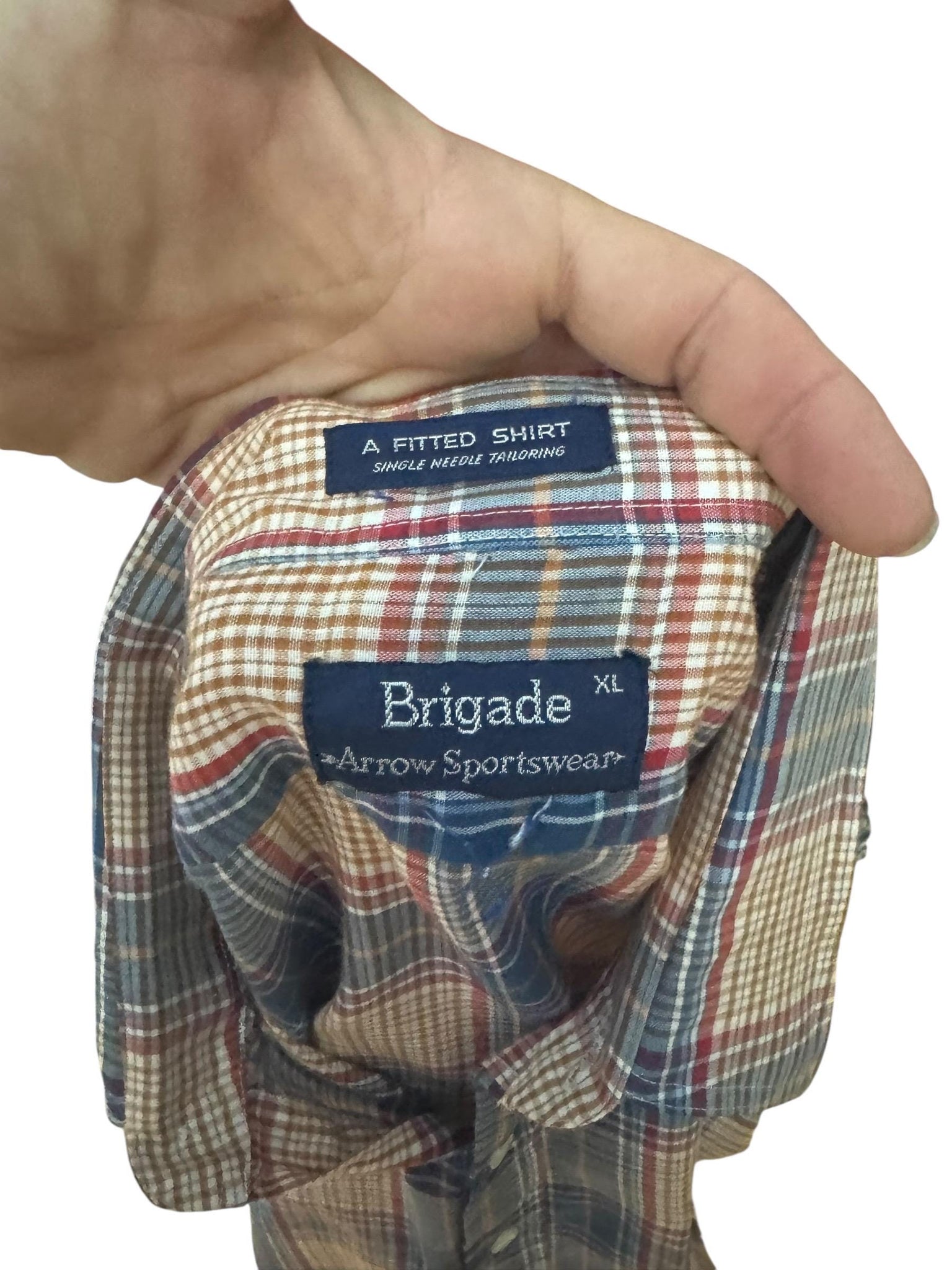 Vintage 80's blue red plaid shirt XL