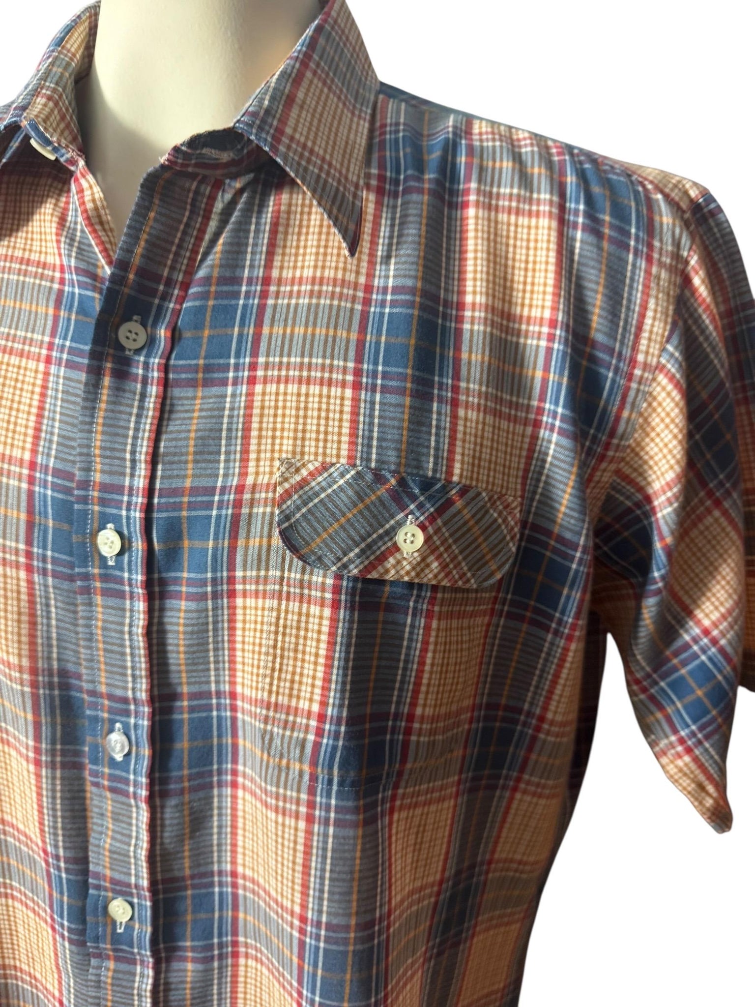 Vintage 80's blue red plaid shirt XL