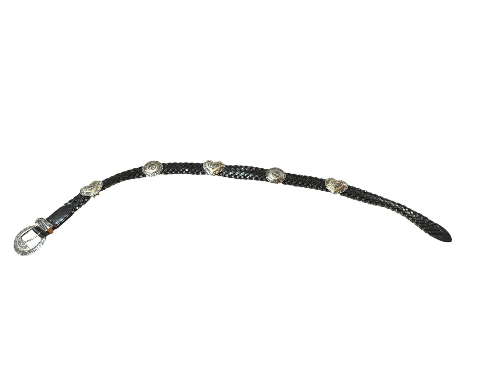 Vintage woven black & silver Brighton belt L 32-36"