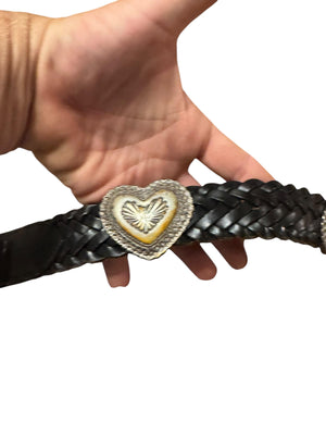 Vintage woven black & silver Brighton belt L 32-36"