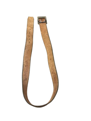Vintage brown brass & leather stamped belt 38