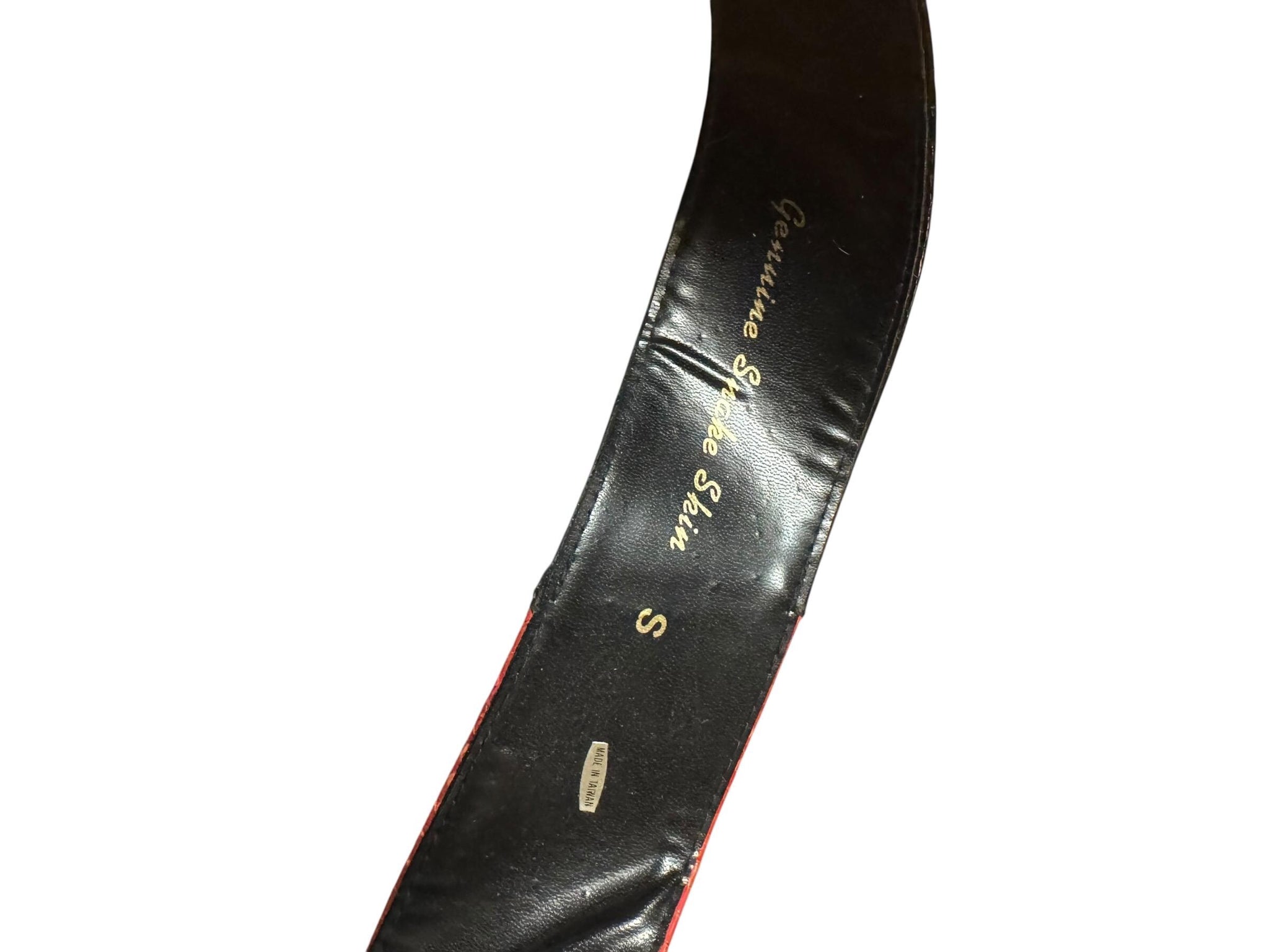 Vintage 80's black & red snake belt S