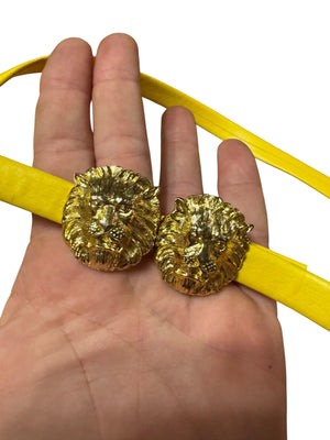 Vintage yellow gold lion clasp belt L