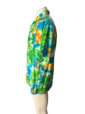 Vintage 80's yellow Tropical Fashions Hawaiian shirt L