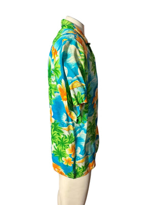 Vintage 80's yellow Tropical Fashions Hawaiian shirt L