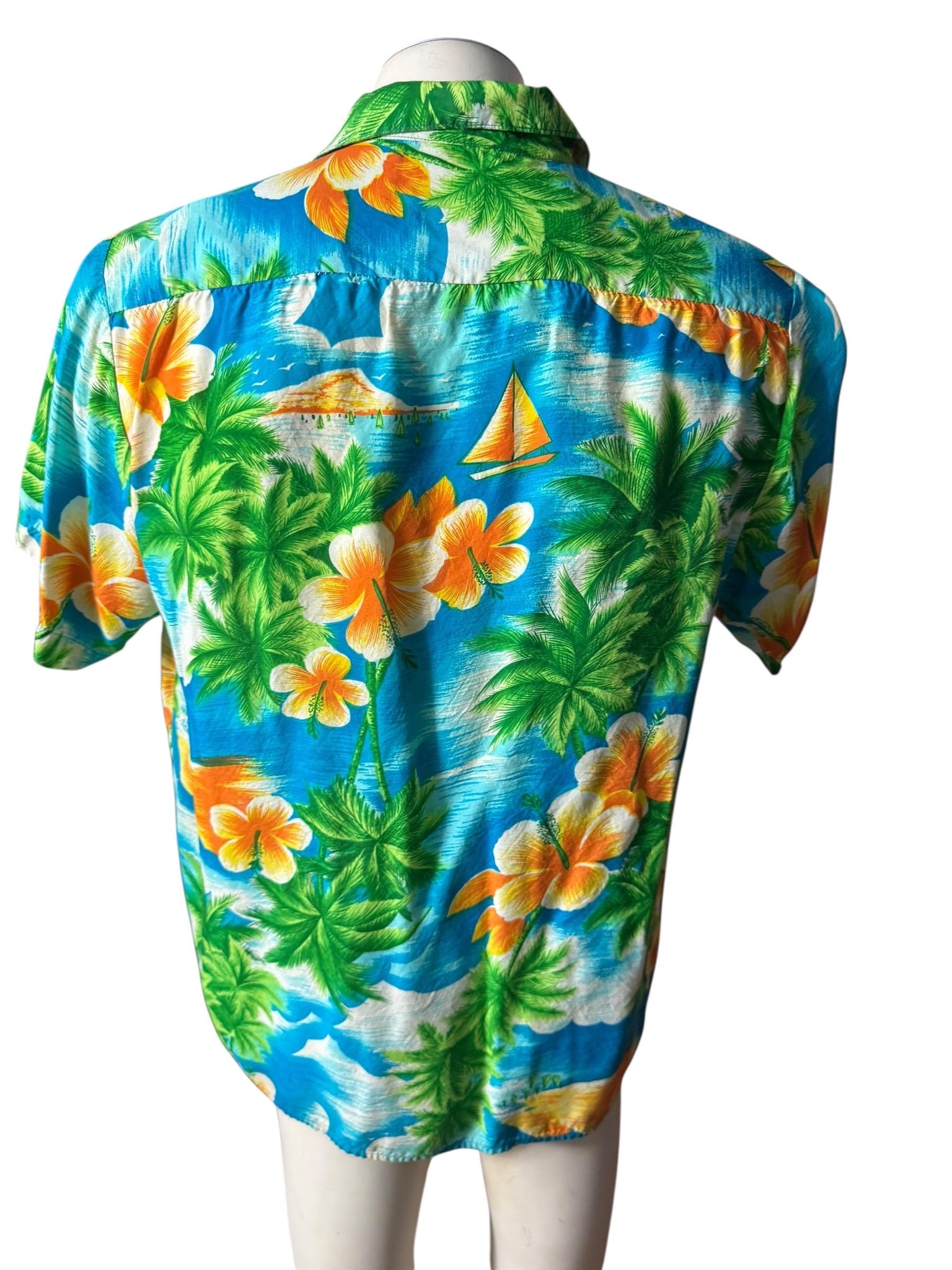 Vintage 80's yellow Tropical Fashions Hawaiian shirt L