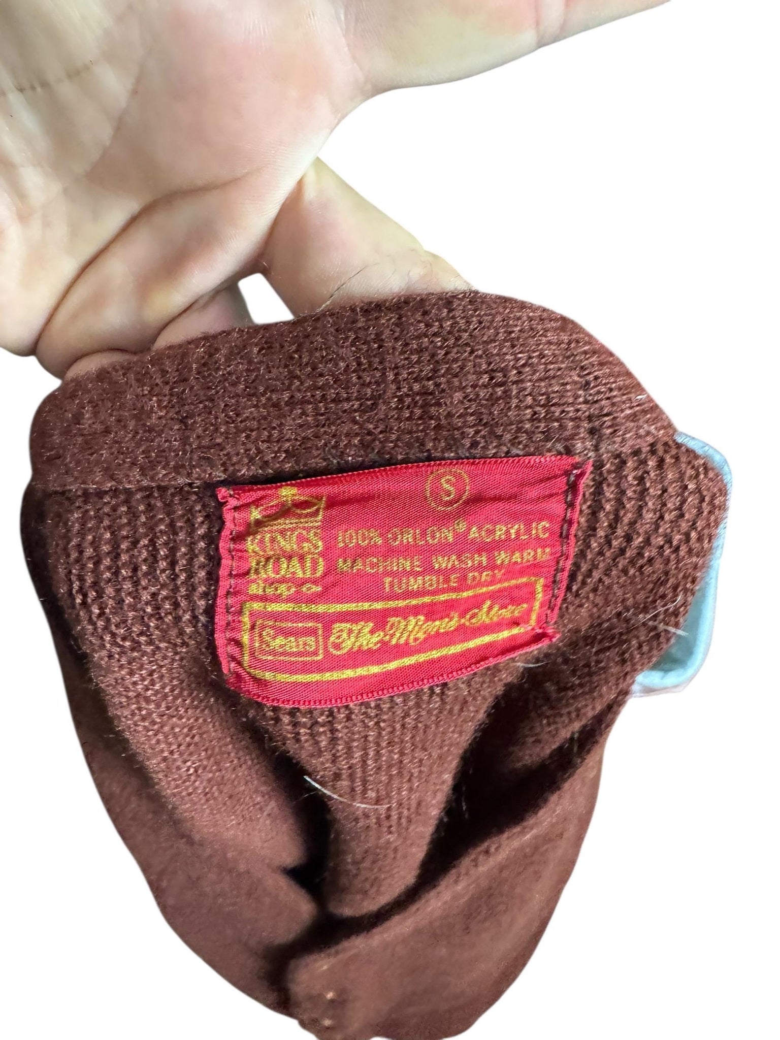 Vintage 70's men's brown cardigan sweater S Kings Road