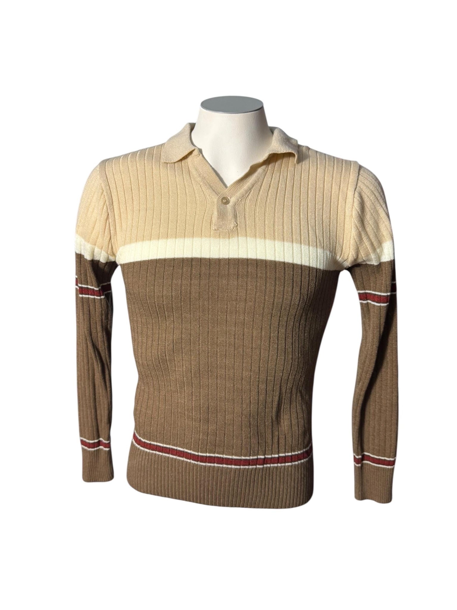Vintage 70's men’s brown striped sweater S