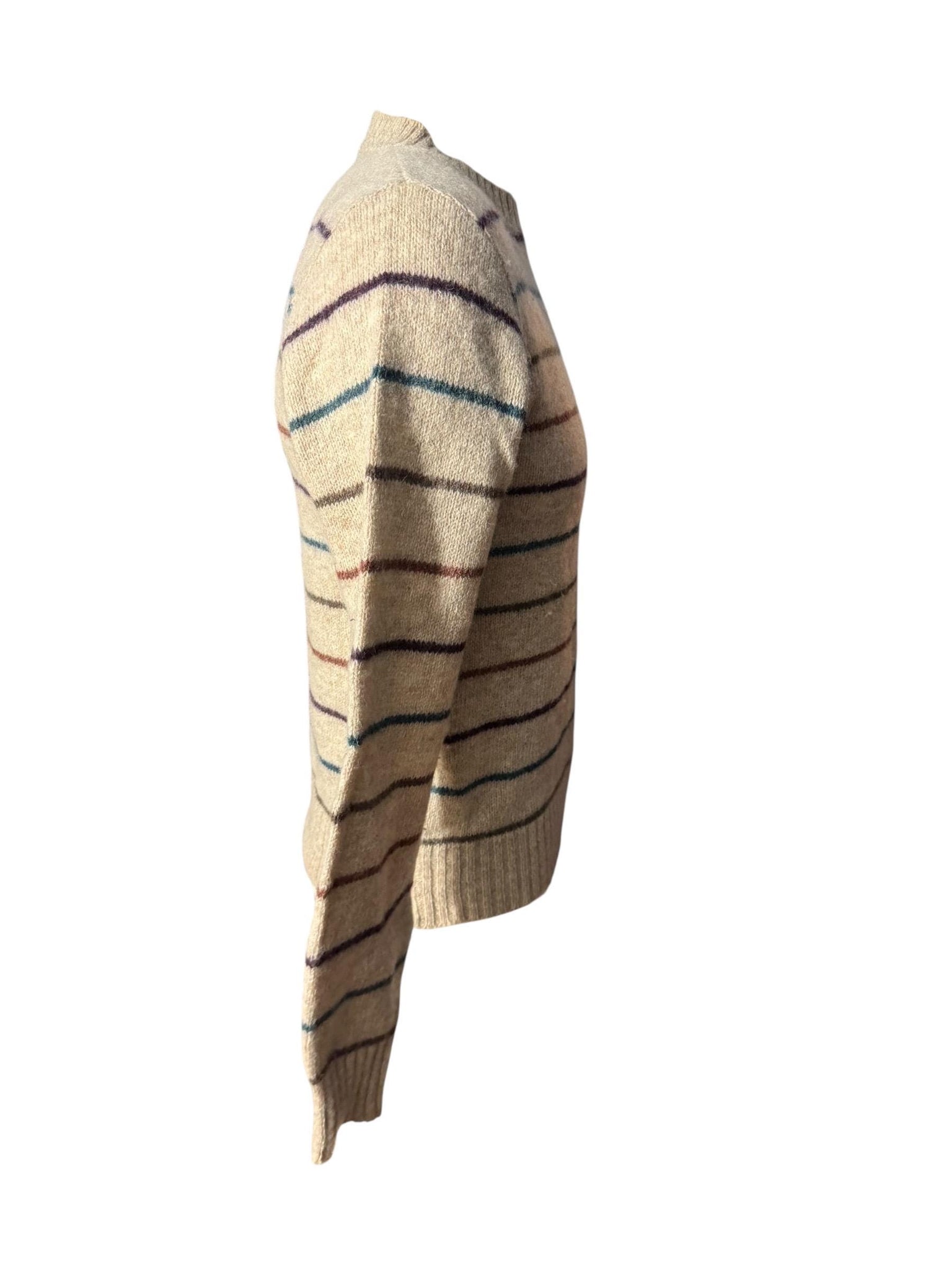 Vintage 70's men's wool tan striped sweater M Jerome