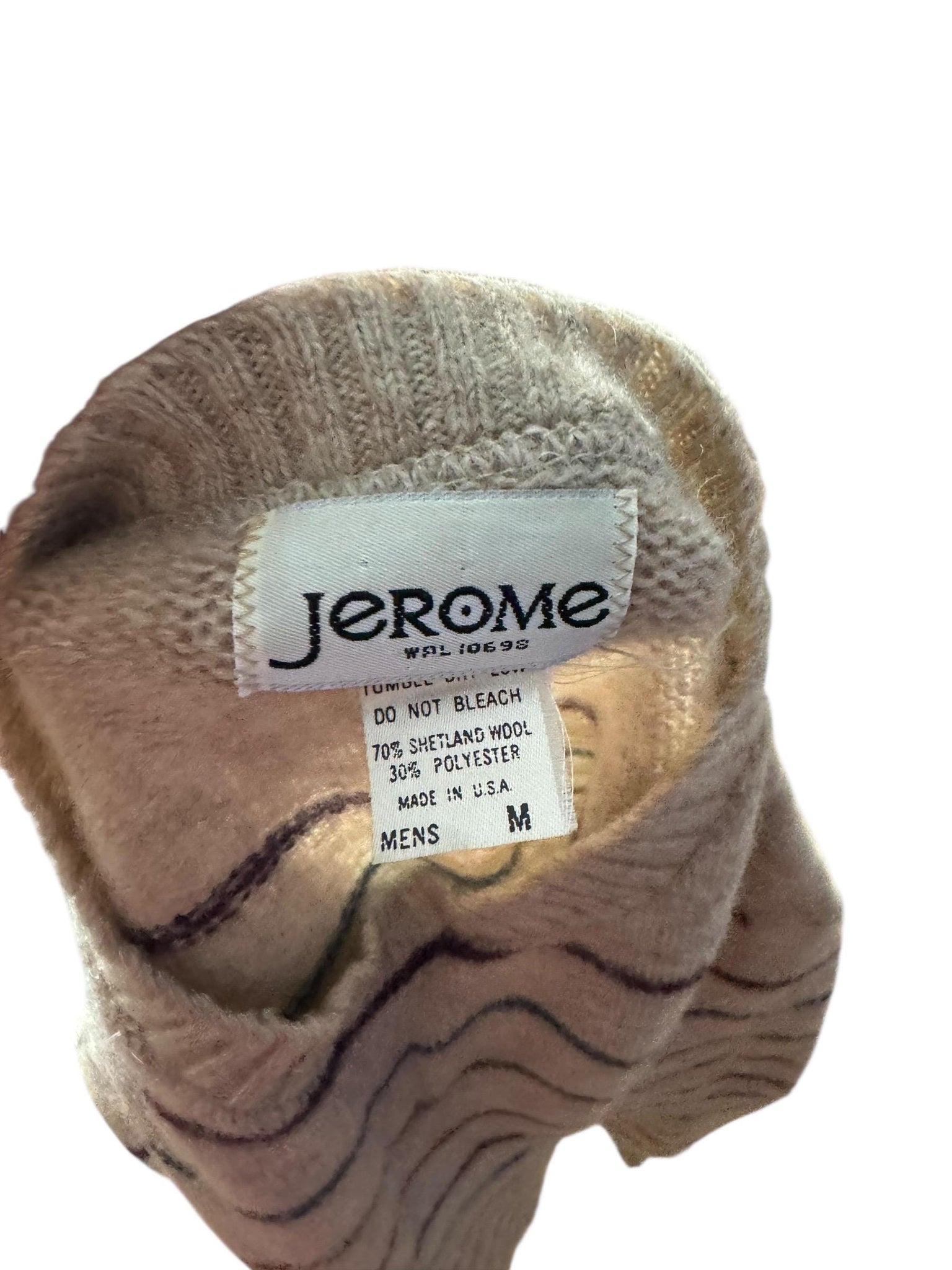 Vintage 70's men's wool tan striped sweater M Jerome