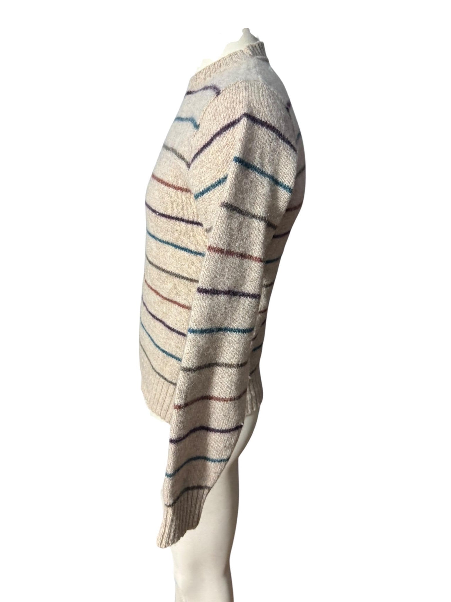 Vintage 70's men's wool tan striped sweater M Jerome