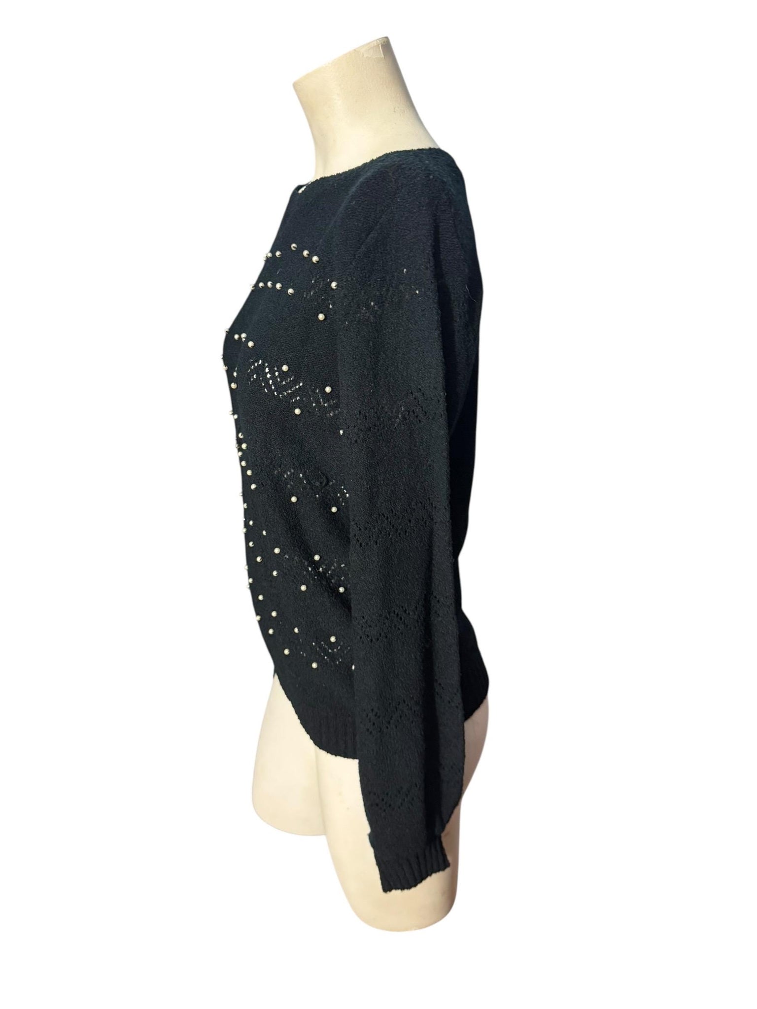 Vintage 70's black pearl sweater XL Joyce