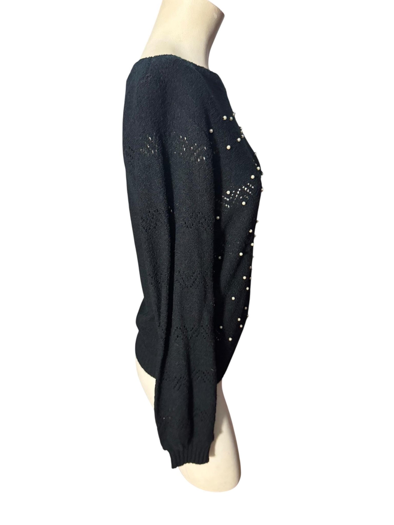 Vintage 70's black pearl sweater XL Joyce