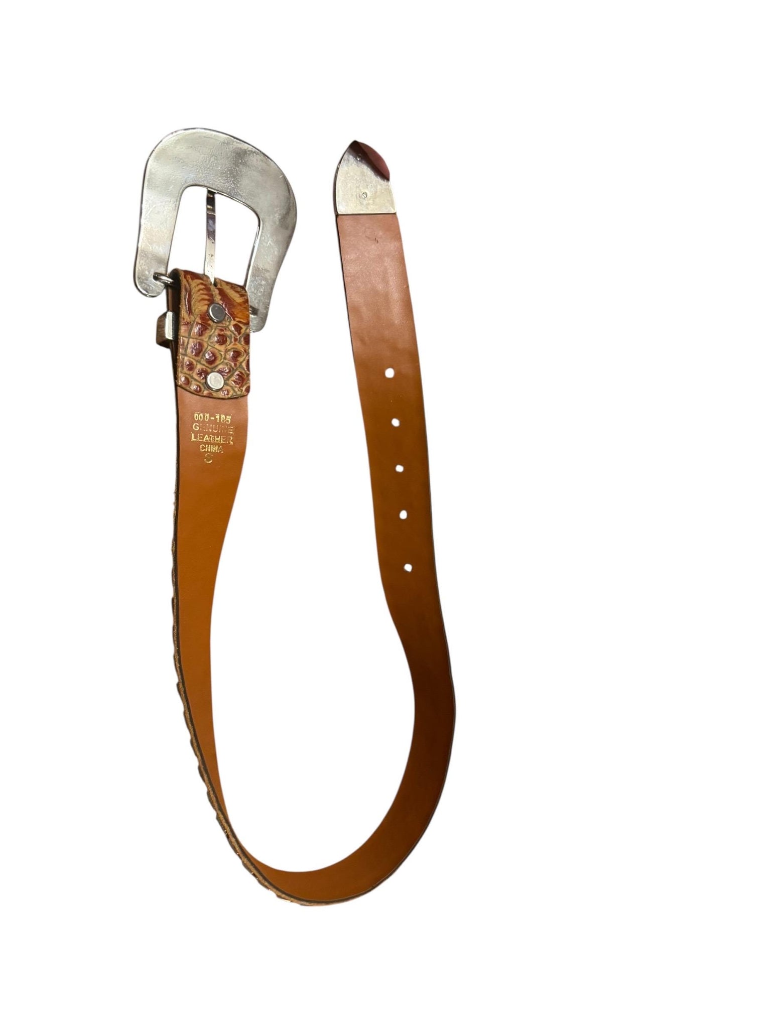 Vintage brown leather & metal rhinestone belt S