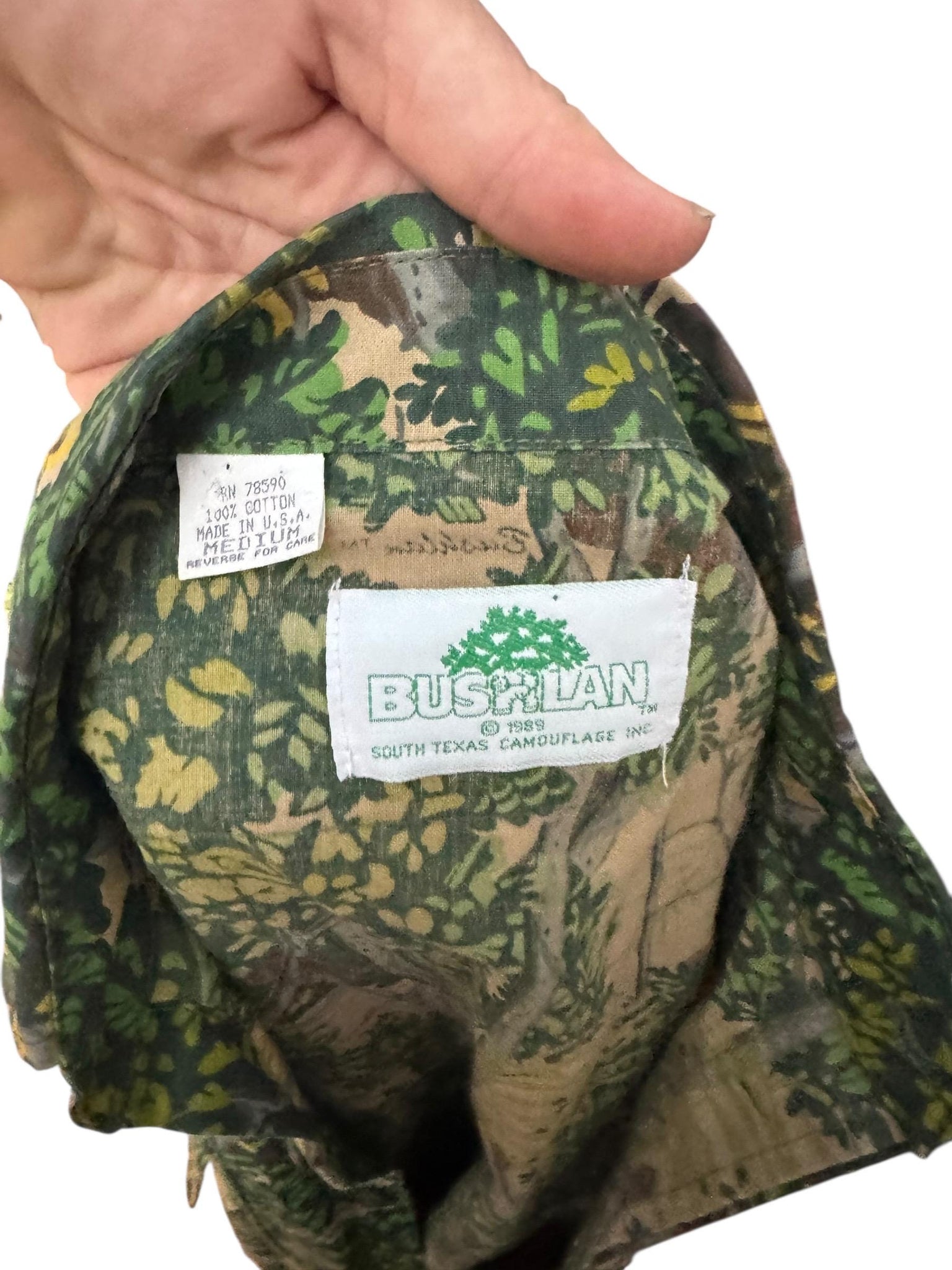 Vintage 80's men's camo shirt M Bushlan