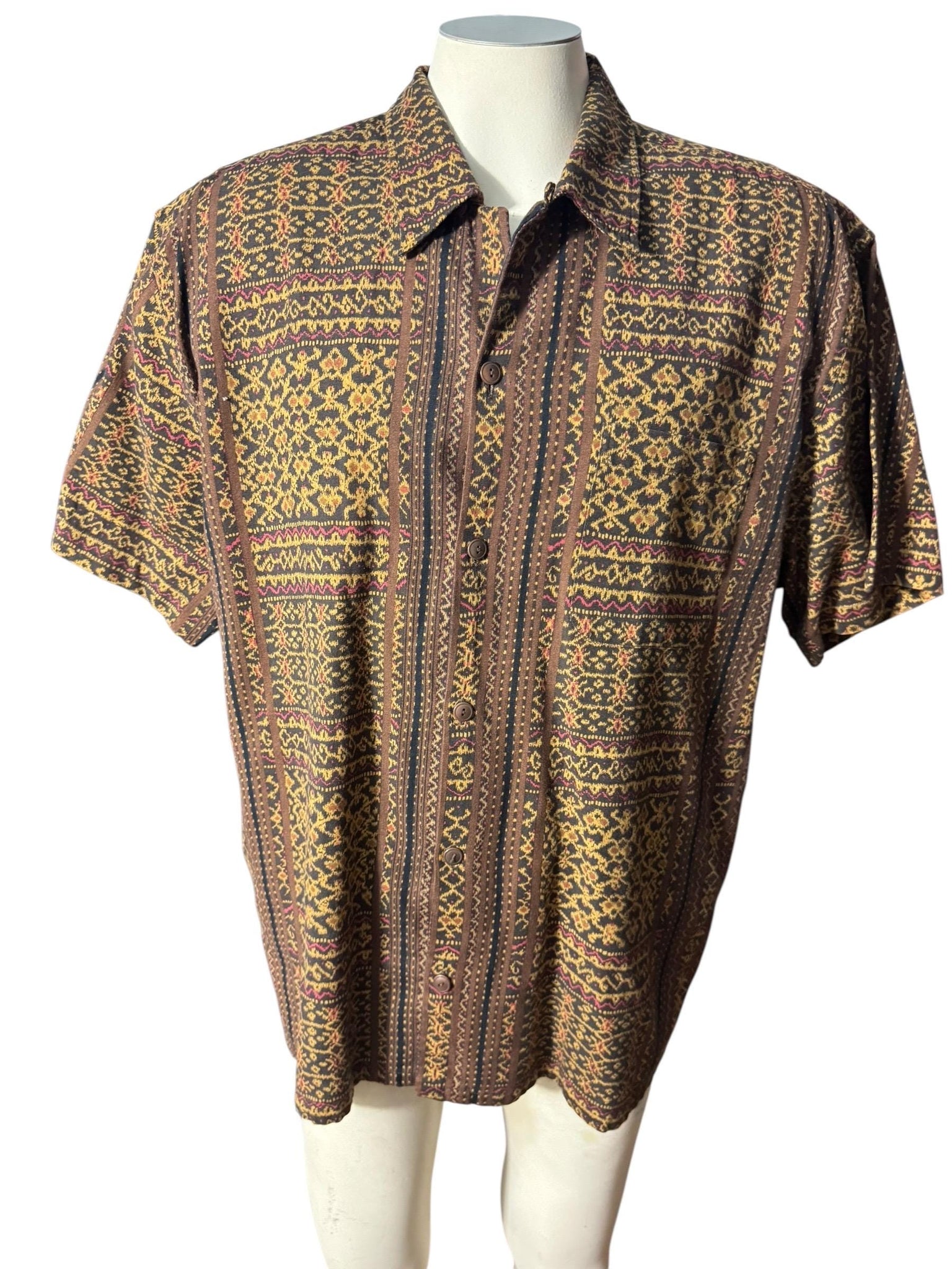 Vintage 80's men's brown cotton shirt L XL