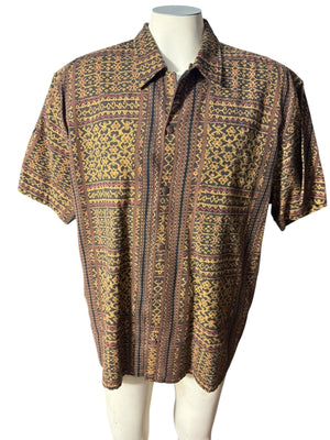 Vintage 80's men's brown cotton shirt L XL