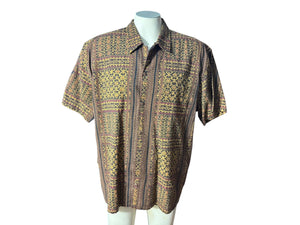 Vintage 80's men's brown cotton shirt L XL