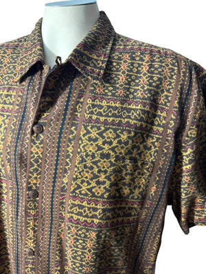 Vintage 80's men's brown cotton shirt L XL