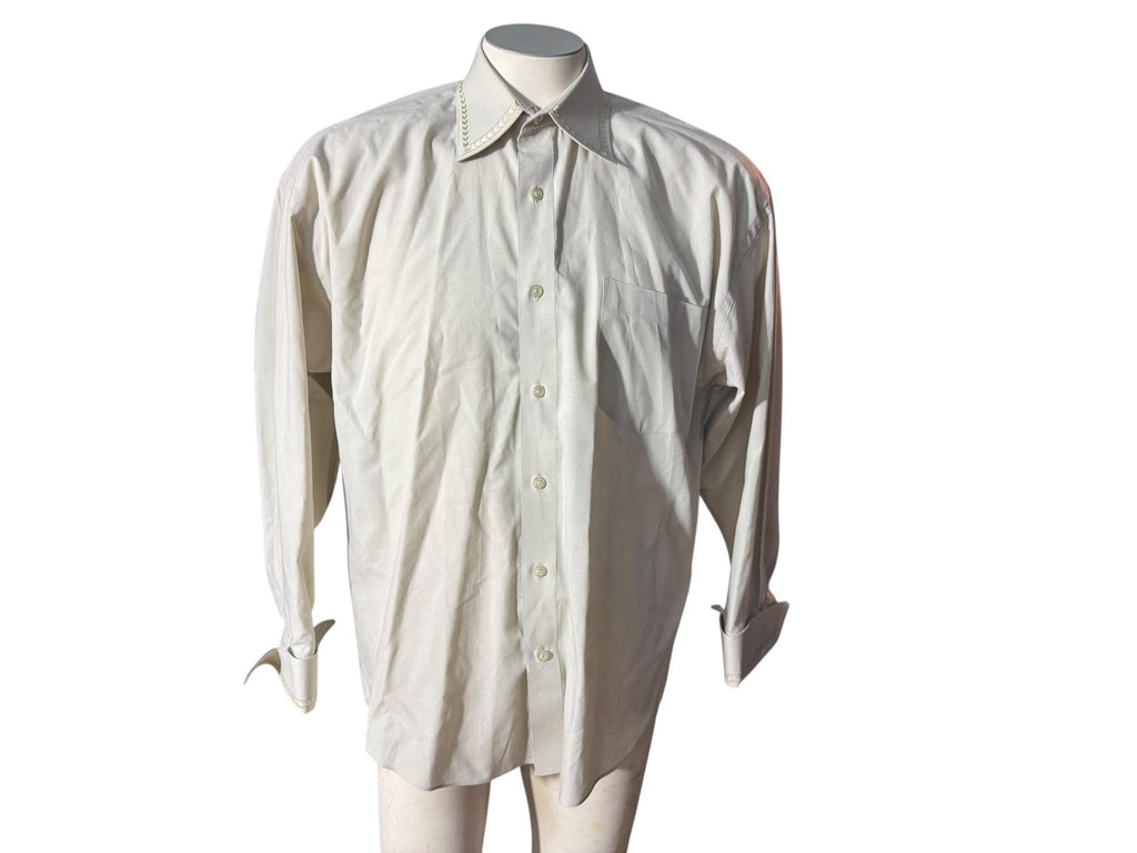 Vintage men’s tan 80’s button up shirt M Albert Celini