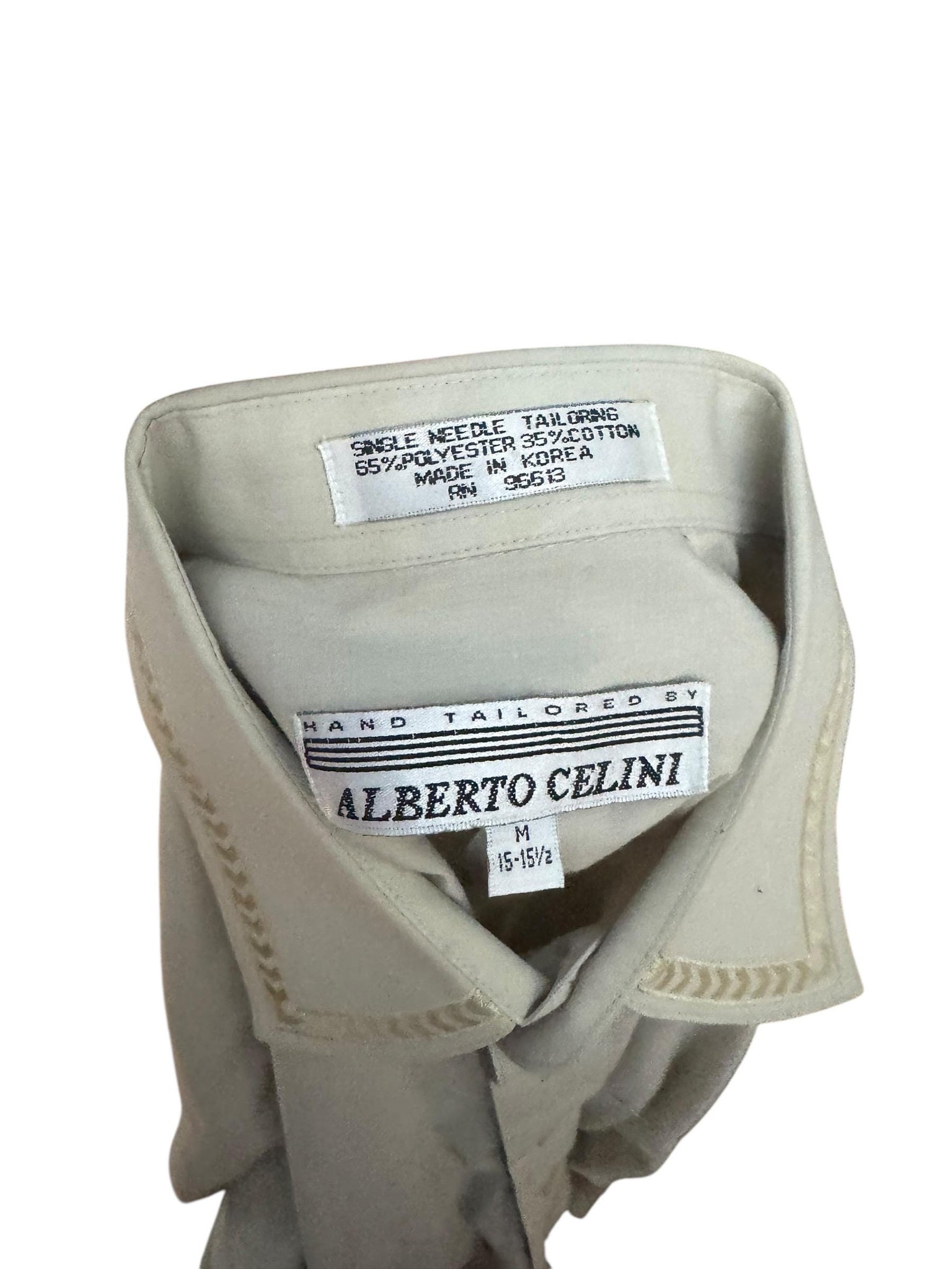 Vintage men’s tan 80’s button up shirt M Albert Celini