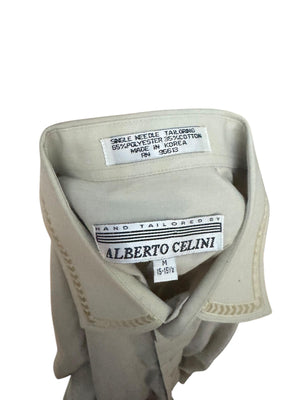 Vintage men’s tan 80’s button up shirt M Albert Celini