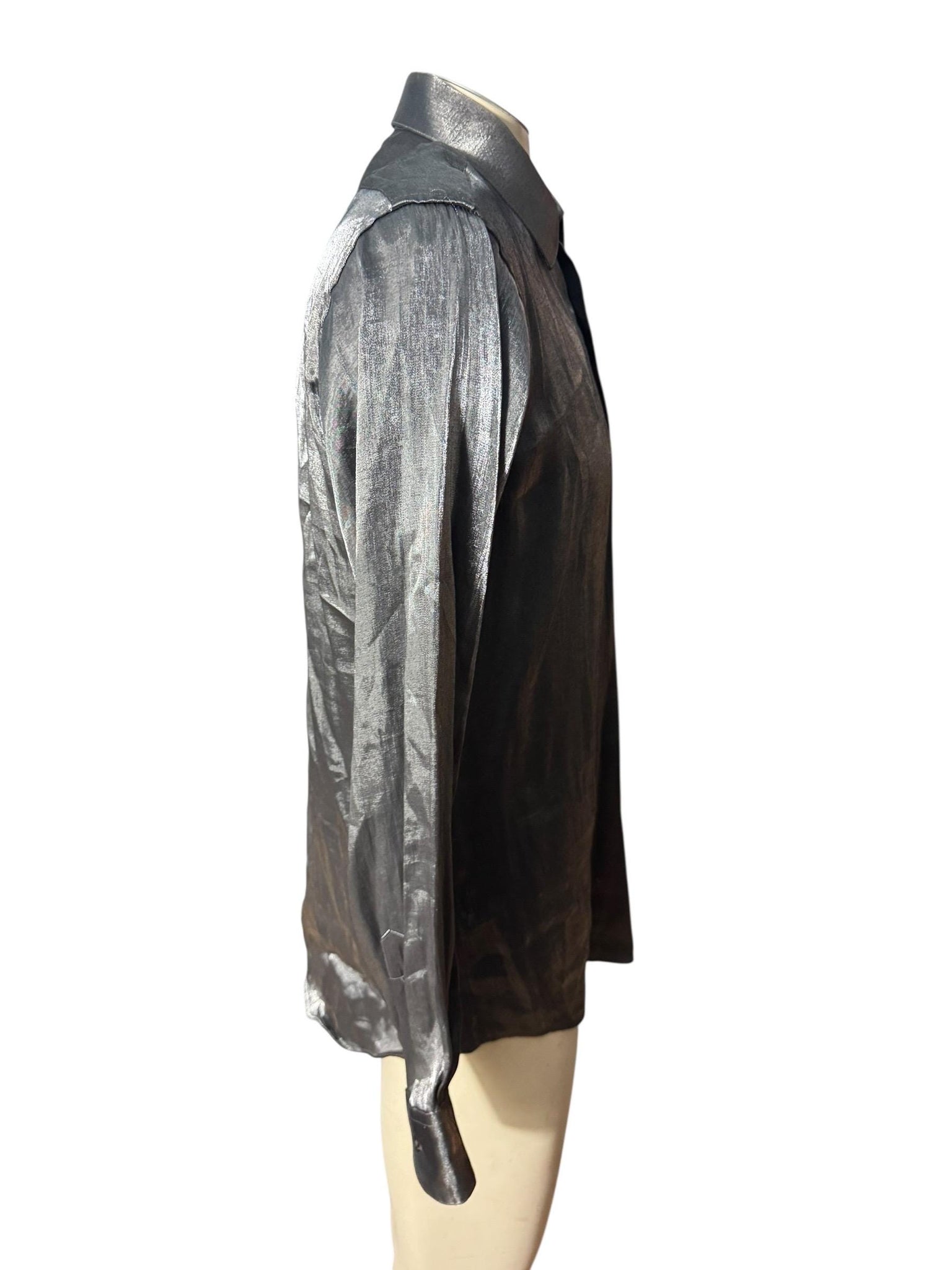 Vintage men’s 80’s Silver button up shirt M Paul Rene