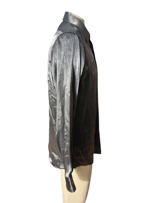 Vintage men’s 80’s Silver button up shirt M Paul Rene