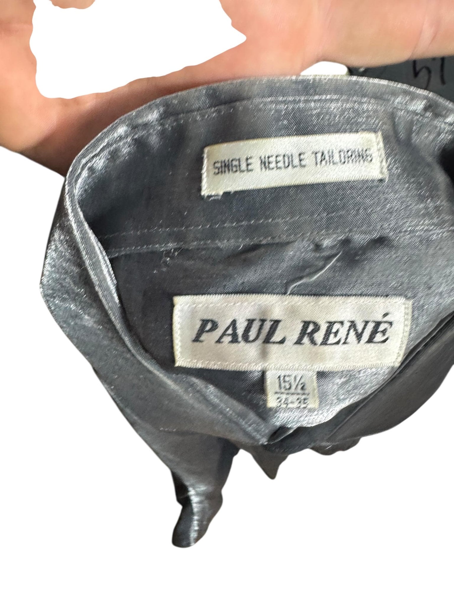 Vintage men’s 80’s Silver button up shirt M Paul Rene