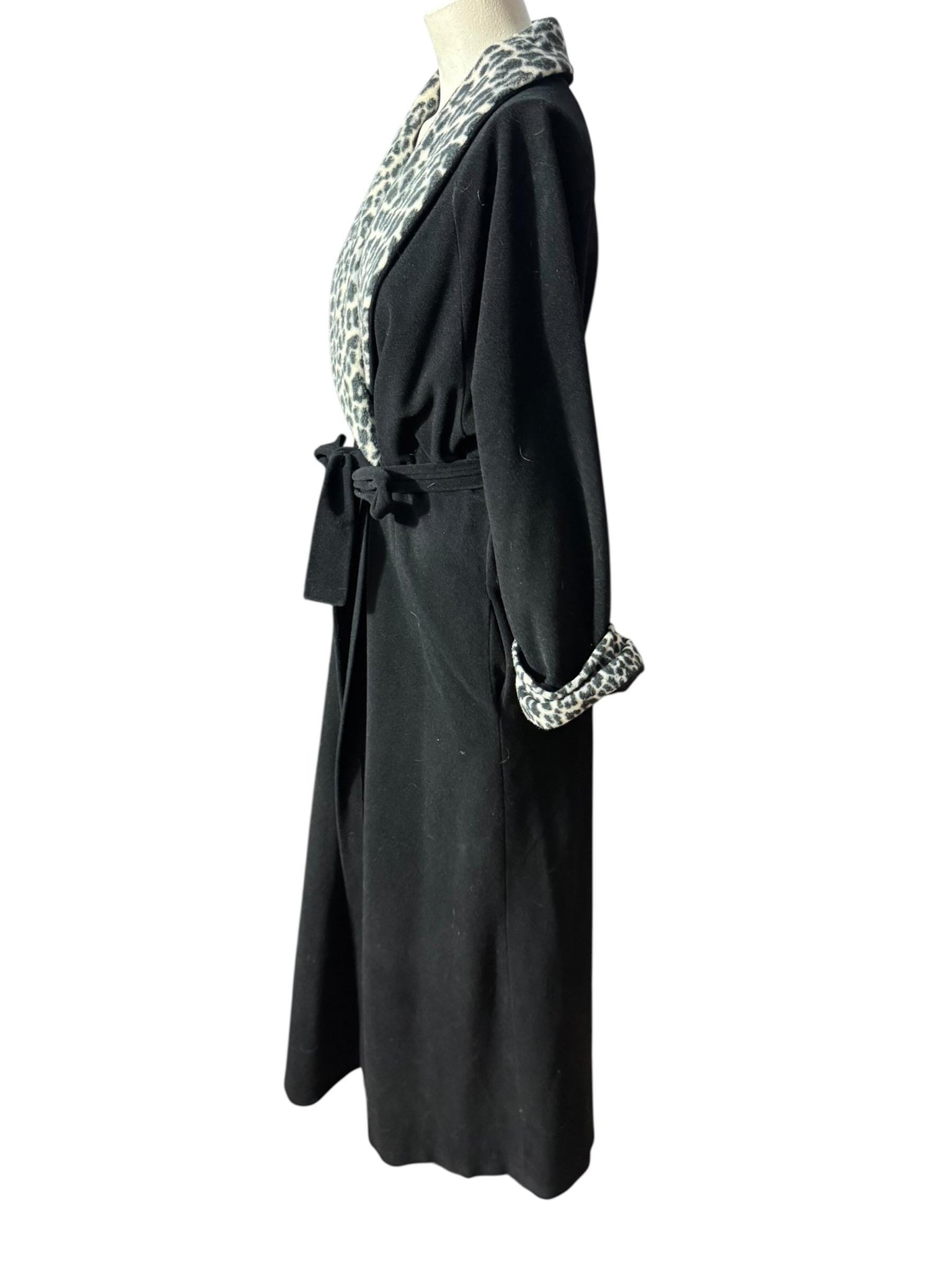 Vintage 70's black leopard robe S Vanity Fair