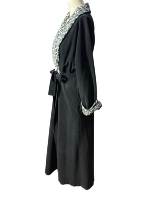 Vintage 70's black leopard robe S Vanity Fair
