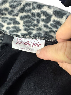 Vintage 70's black leopard robe S Vanity Fair