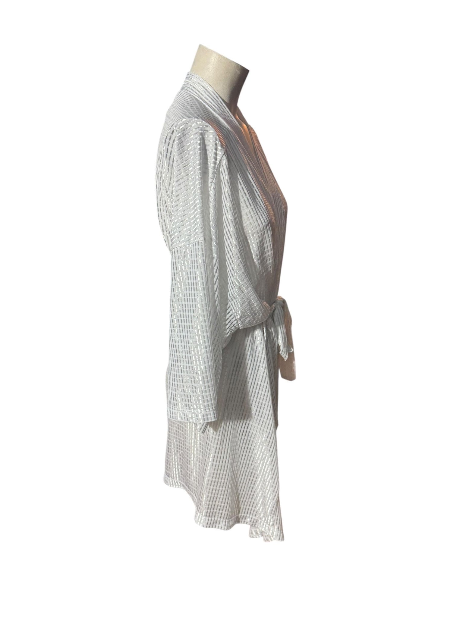 Vintage white stripe robe lingerie Fredericks of Hollywood O/S