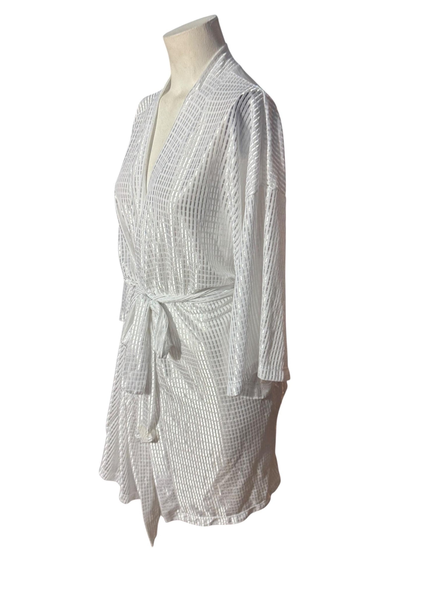 Vintage white stripe robe lingerie Fredericks of Hollywood O/S